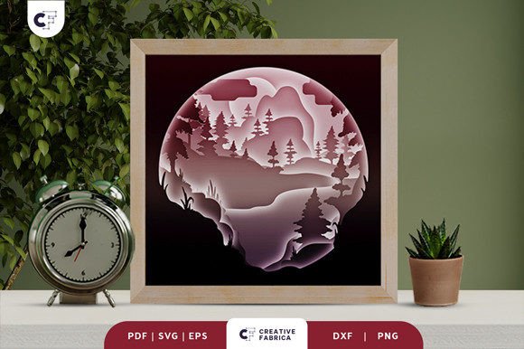 3D SVG River in the Night Forest for Countries And Travel