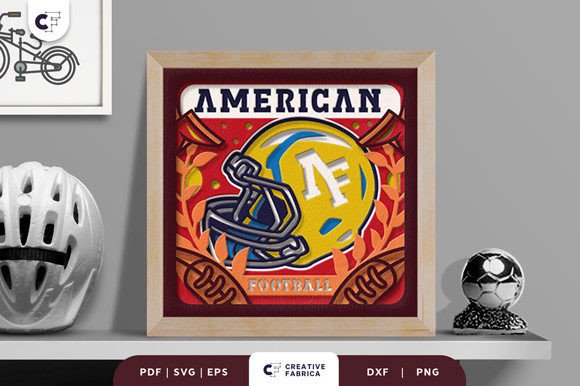 American Football Helmet 3D SVG for Lifestyle And Hobbies