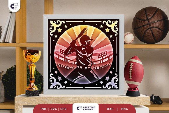 Baseball 3D Layered Paper Cut