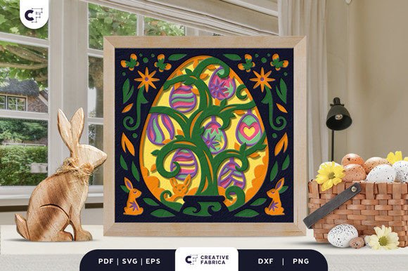 Decorative Easter Egg Tree 3D SVG