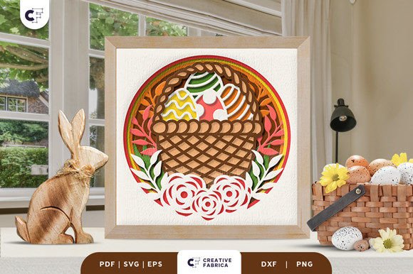 Easter Basket 3D SVG Shadow Box Papercut