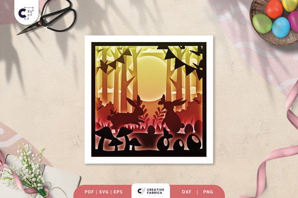 Easter Bunny 3D SVG Shadow Box