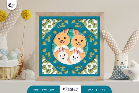 Easter Bunny Family 3D SVG