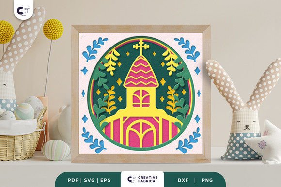 Easter Church 3D Paper Cut SVG