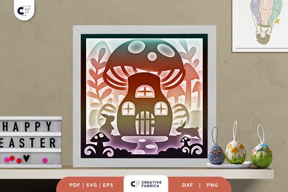 Easter Mushroom House 3D SVG