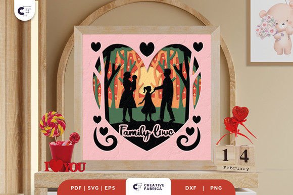 Family Love 3D Layered Paper Cut