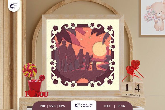 Family Silhouette 3D SVG for Holidays