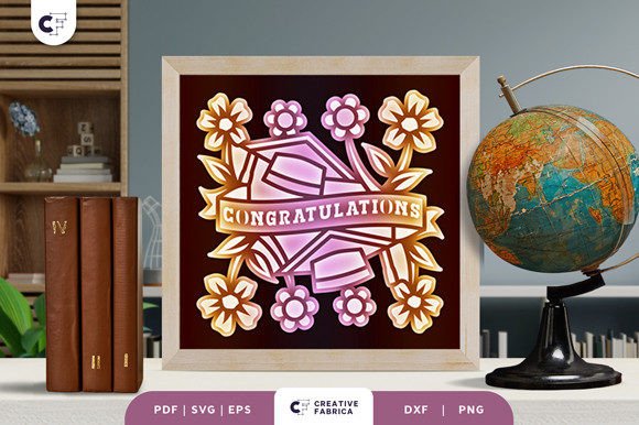 Floral Graduation Caps 3D Shadow Box
