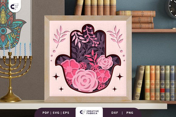 Floral Hamsa Hand 3D SVG for Muslim Celebrations