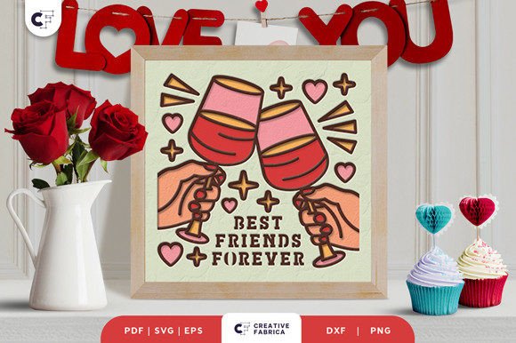 Galentine's Day Cheering 3D Shadow Box