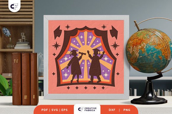 Graduation Girl and Boy 3D SVG
