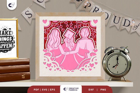 Graduation Girl with Parents 3D Papercut