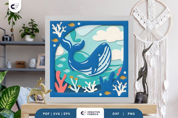 Humpback Whale 3D Shadow Box Papercut