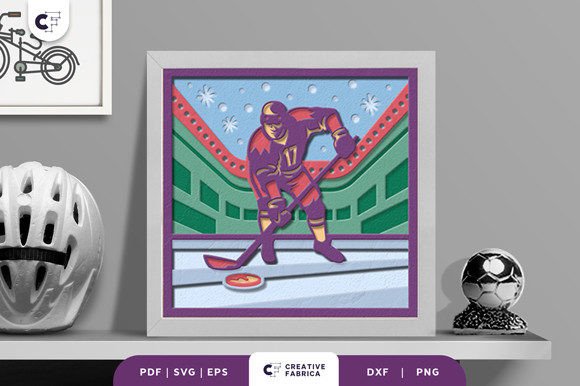 Ice Hockey 3D Layered Paper Cut 3D SVG