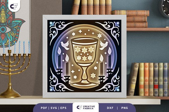 Kiddush Cup 3D SVG for Jewish Celebrations