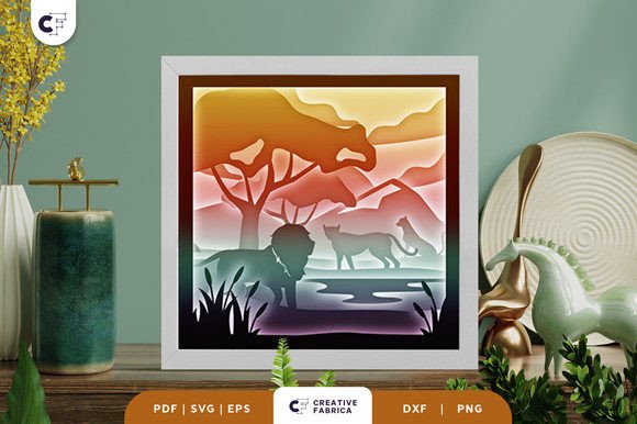 Lion and Cheetah 3D SVG for Travel Themes