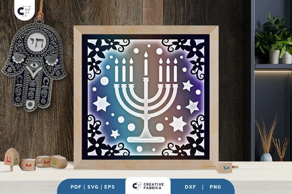 Menorah Candle 3D SVG for Jewish Celebrations