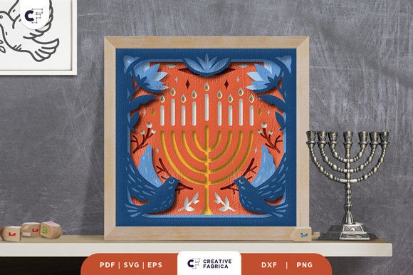 Menorah Candle with Pigeon 3D SVG