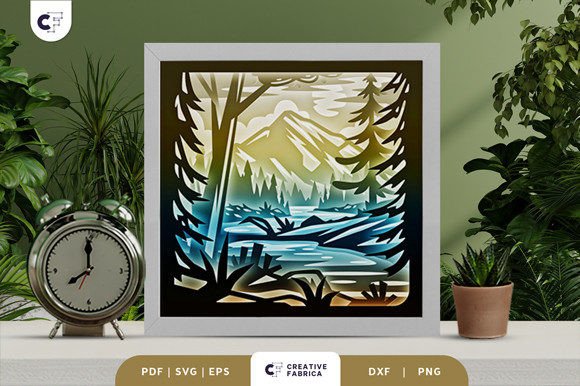 Mountain Forest Sunset 3D SVG for Countries And Travel