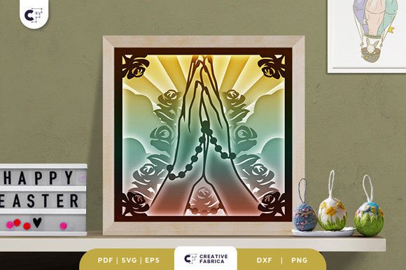 Praying Hand with Rosary 3D SVG for Easter
