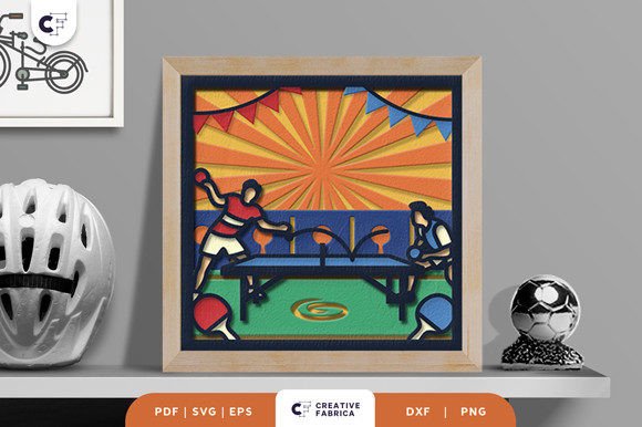 Table Tennis Competition 3D Shadow Box 3D SVG